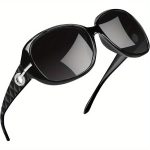 Joopin Women'S Large Rectangle Sunglasses - UV Protection, Stainless Steel Frame with Rhinestone Accents, Black & White Gradient Lenses, Casual & Professional Style, Stylish Eyewear, Sleek Eyewear, Durable Eyewear