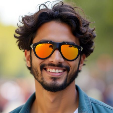 Men's Sunglasses Protection - Full-Rim Frame, Orange-Tinted Lens for Outdoor, Party, Everyday - Stylish Modern Sunglasses for Men - Compatible with Other Accessories, Trendy Menswear, Quality Lenses