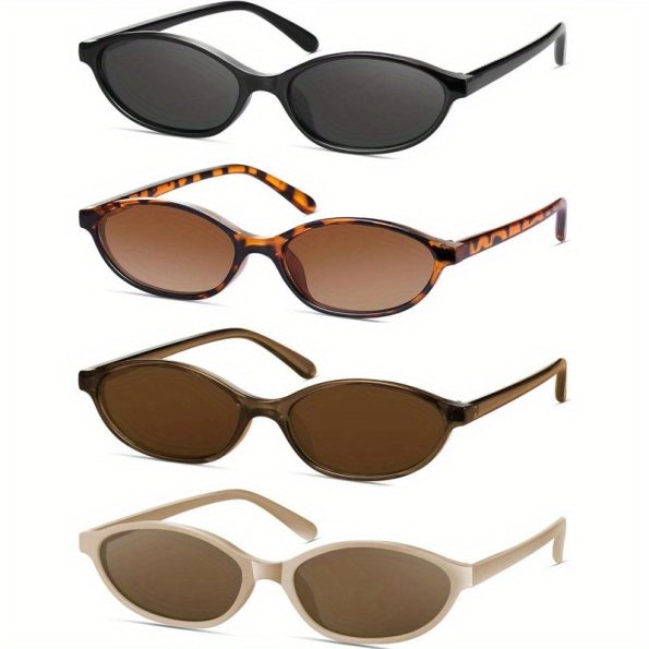 YMRFW Retro Oval Cat Eye Fashion Glasses for Women Y2k Designer Trendy Narrow Shades protection Fashion Glasses