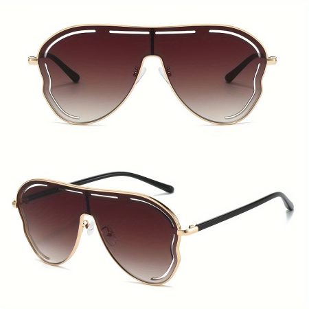 Women's Oversized Glasses - Lightweight PC Frame with Brown-to-Black Transition Lenses, Non-Prescription Decorative Eyewear for Everyday & Formal Events, Includes Protective Case - Chic Women's Accessories, Glasses Accessories, Formal Eyewear, Fashionforw